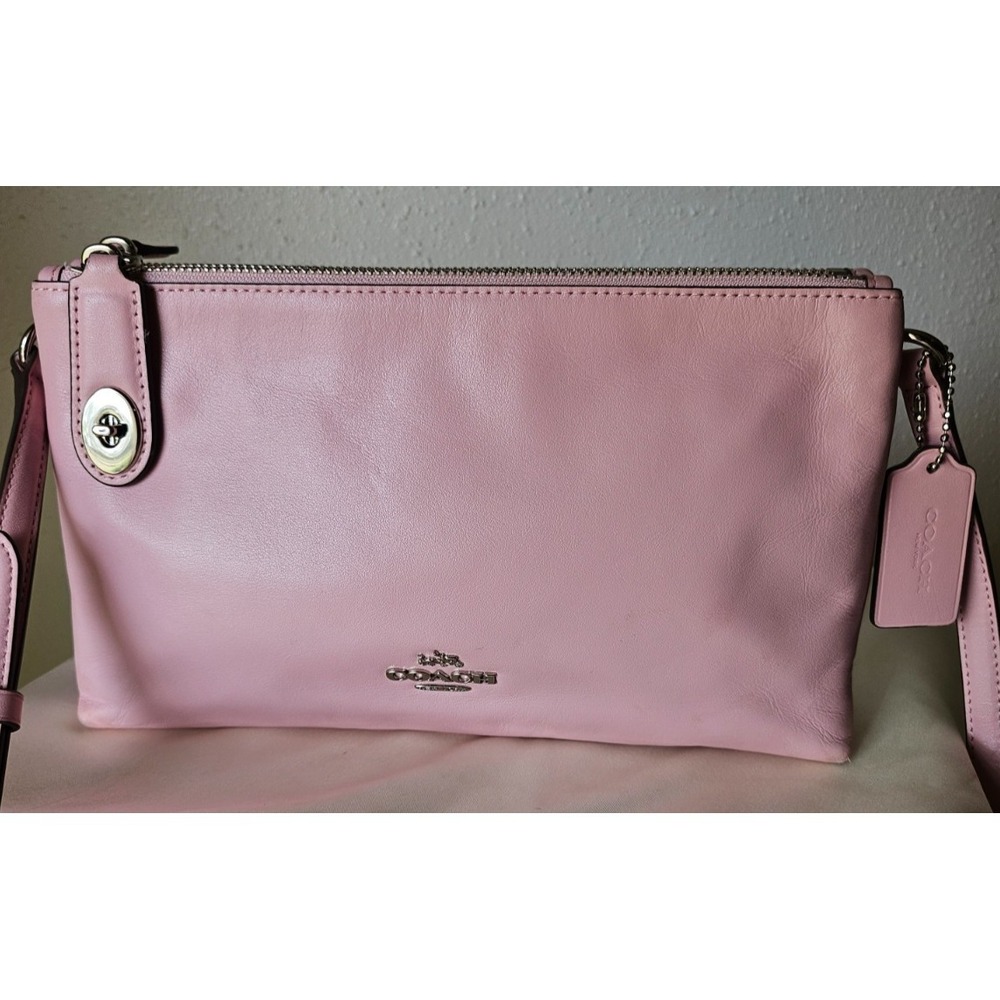 Coach Crosby Smythe East-West Pink Leather Double Zip Crossbody Bag